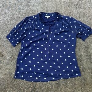 Elegant Navy Polka Dot Blouse
